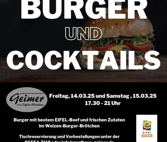 Burger und Cocktails, © Gasthaus Geimer