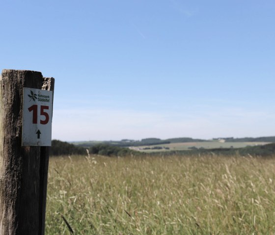 Wegmarkierung und Fernblick bei Arzfeld, © Tourist-Information Islek